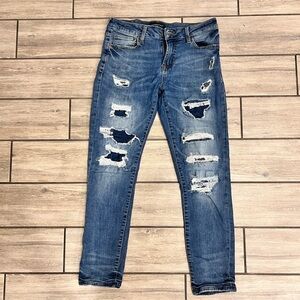 Men’s 31/30 distressed dark wash aero jeans